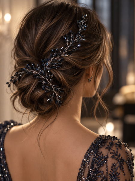 Аксесоар за коса в графитен цвят 1 Дизайнерски аксесоар на Paloma Fashion