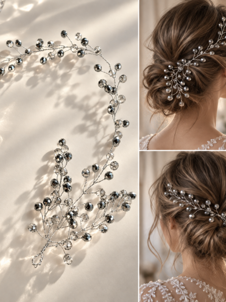 Сребърен аксесоар за коса 1 Красив аксесоар за коса на Paloma Fashion